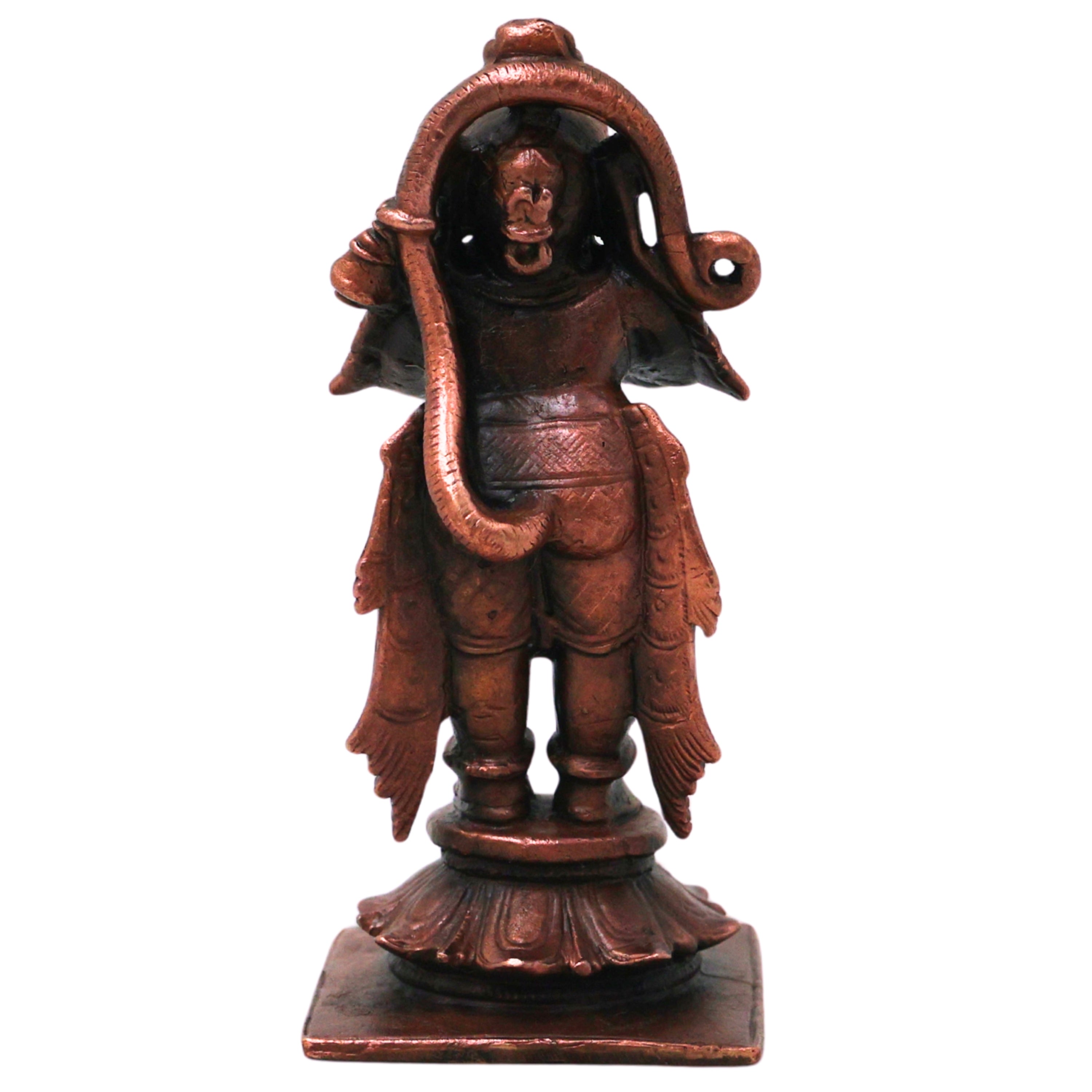 Copper Hanuman Idol Handmade Traditional Anjaneya Bajrangbali Murti for Pooja Home Decor Gifting, Brown, 3 Inch, 1 Piece
