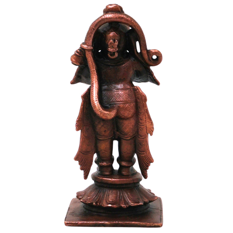 Copper Hanuman Idol Handmade Traditional Anjaneya Bajrangbali Murti for Pooja Home Decor Gifting, Brown, 3 Inch, 1 Piece