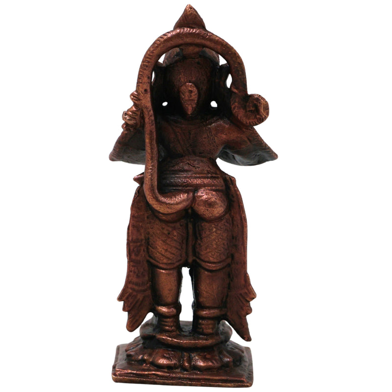Copper Hanuman Idol Handmade Anjaneya Bajrangbali Murti for Pooja Home Decor Traditional Chola Gift, Brown, 3 Inch, 1 Piece