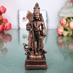 Copper Murugan Idol, Handcrafted Chola Style Subrahmanya Kartikeya Statue for Pooja, Decor & Gifting, Brown, 4.5 Inch, 1 Piece