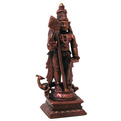 Copper Murugan Idol, Handcrafted Chola Style Subrahmanya Kartikeya Statue for Pooja, Decor & Gifting, Brown, 4.5 Inch, 1 Piece