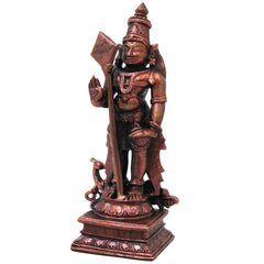 Copper Murugan Idol, Handcrafted Chola Style Subrahmanya Kartikeya Statue for Pooja, Decor & Gifting, Brown, 4.5 Inch, 1 Piece