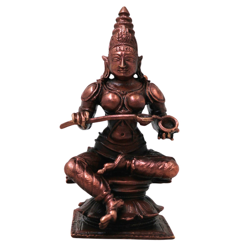 Copper Annapurna Devi Idol, Handcrafted Traditional Annapurneshwari Murti for Pooja, Vastu & Gifting, Brown, 4 Inch, 1 Piece