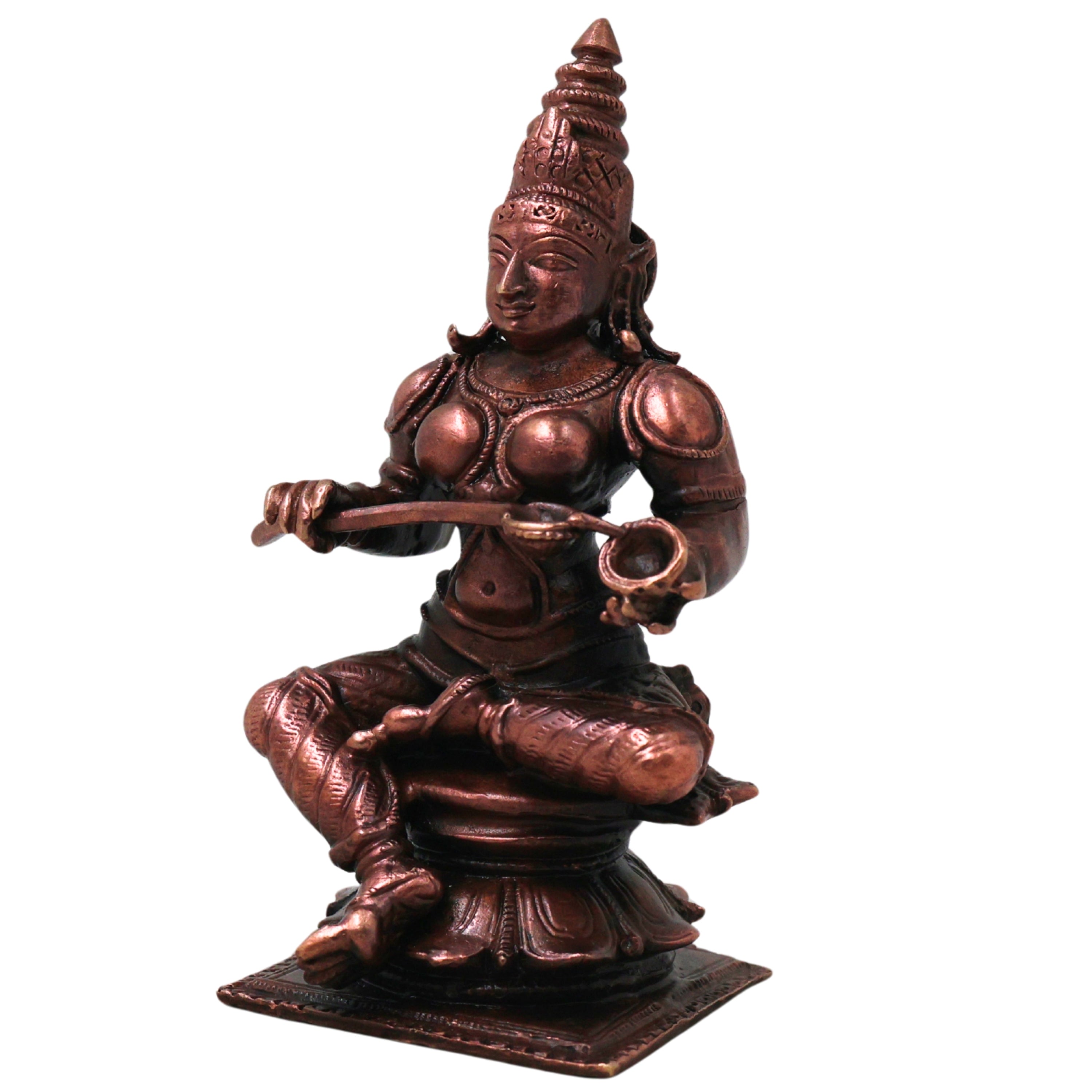 Copper Annapurna Devi Idol, Handcrafted Traditional Annapurneshwari Murti for Pooja, Vastu & Gifting, Brown, 4 Inch, 1 Piece