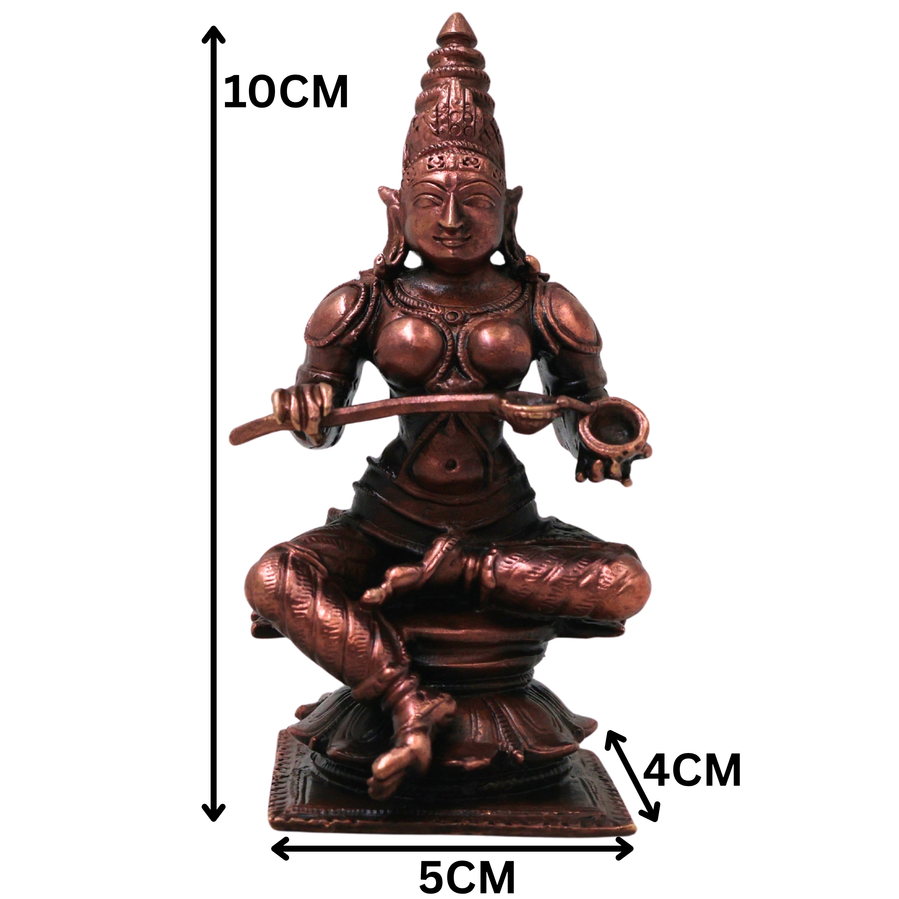 Copper Annapurna Devi Idol, Handcrafted Traditional Annapurneshwari Murti for Pooja, Vastu & Gifting, Brown, 4 Inch, 1 Piece