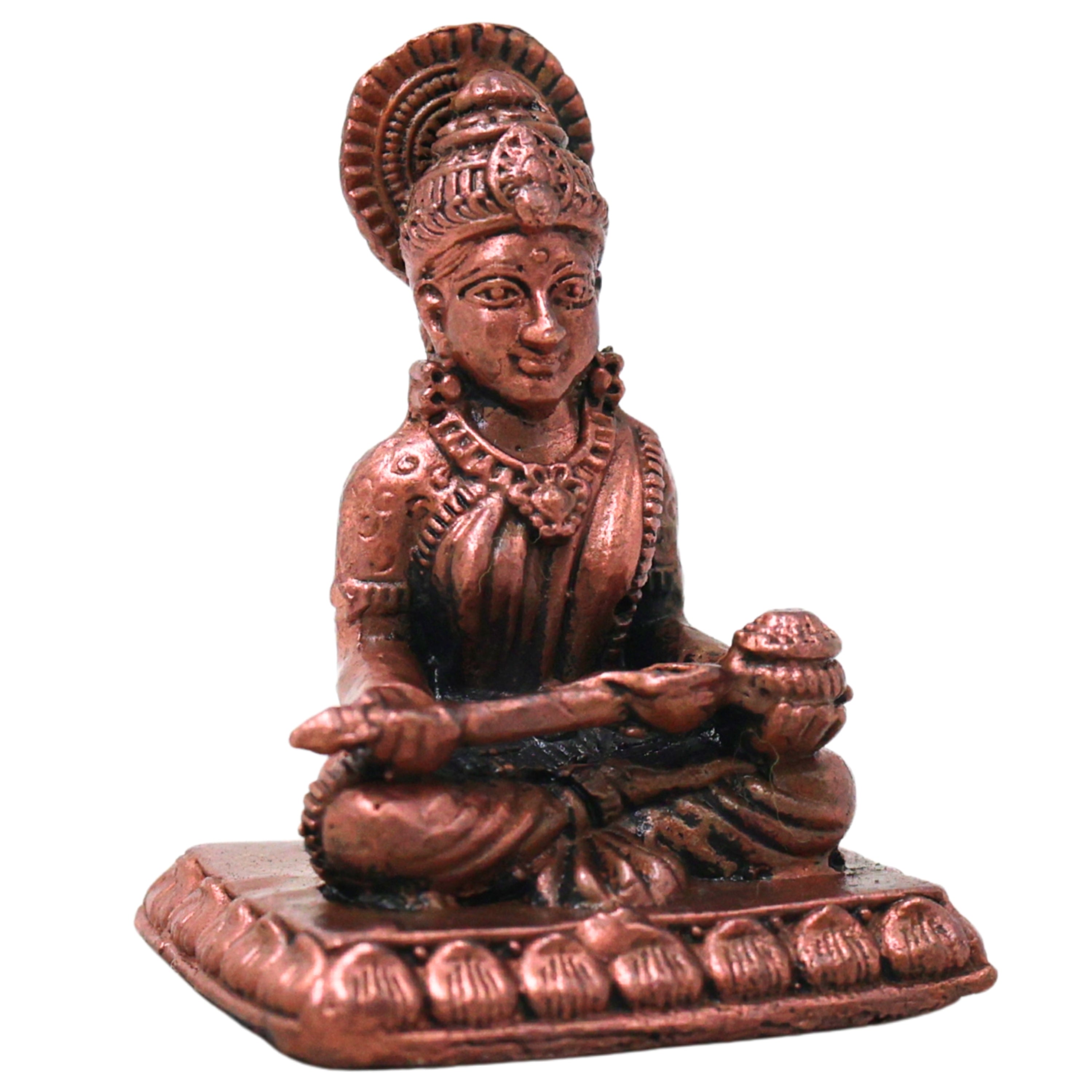 Copper Annapurna Devi Idol, Handcrafted Traditional Annapoorna Murti for Pooja, Mandir Decor & Gifting, Brown, 1.5 Inch, 1 Piece