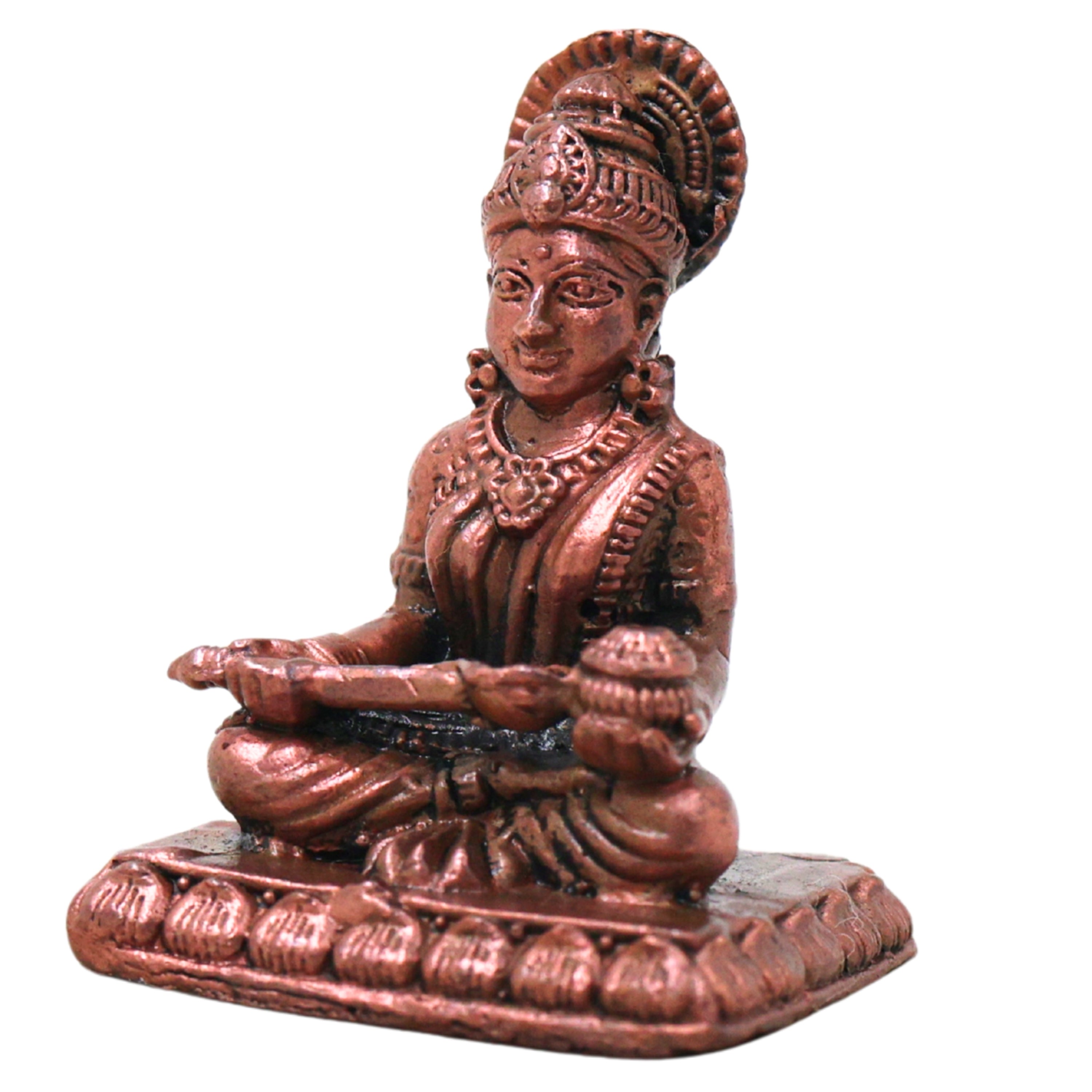 Copper Annapurna Devi Idol, Handcrafted Traditional Annapoorna Murti for Pooja, Mandir Decor & Gifting, Brown, 1.5 Inch, 1 Piece