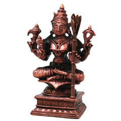 Copper Kamakshi Devi Idol, Handmade Kanchi Kamakshi Murti for Pooja, Vastu, Temple &amp; Spiritual Decor, Brown, 3.5 Inch, 1 Piece