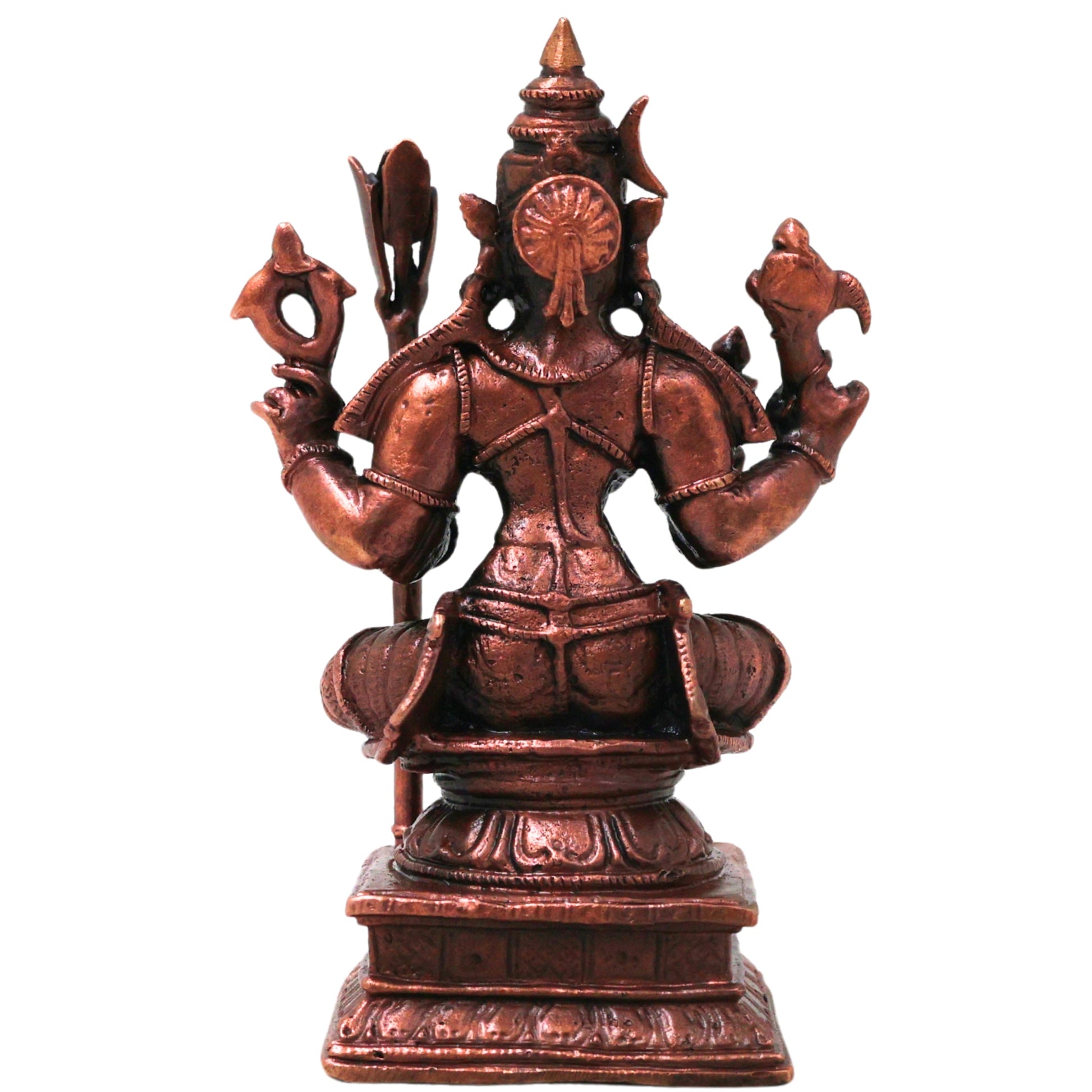 Copper Kamakshi Devi Idol, Handmade Kanchi Kamakshi Murti for Pooja, Vastu, Temple &amp; Spiritual Decor, Brown, 3.5 Inch, 1 Piece
