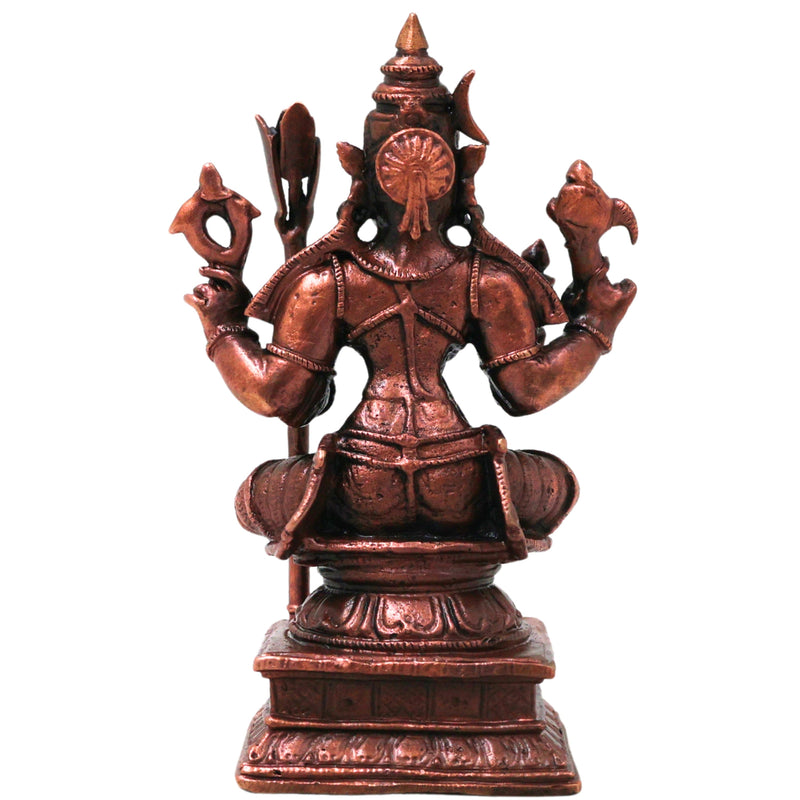 Copper Kamakshi Devi Idol, Handmade Kanchi Kamakshi Murti for Pooja, Vastu, Temple &amp; Spiritual Decor, Brown, 3.5 Inch, 1 Piece