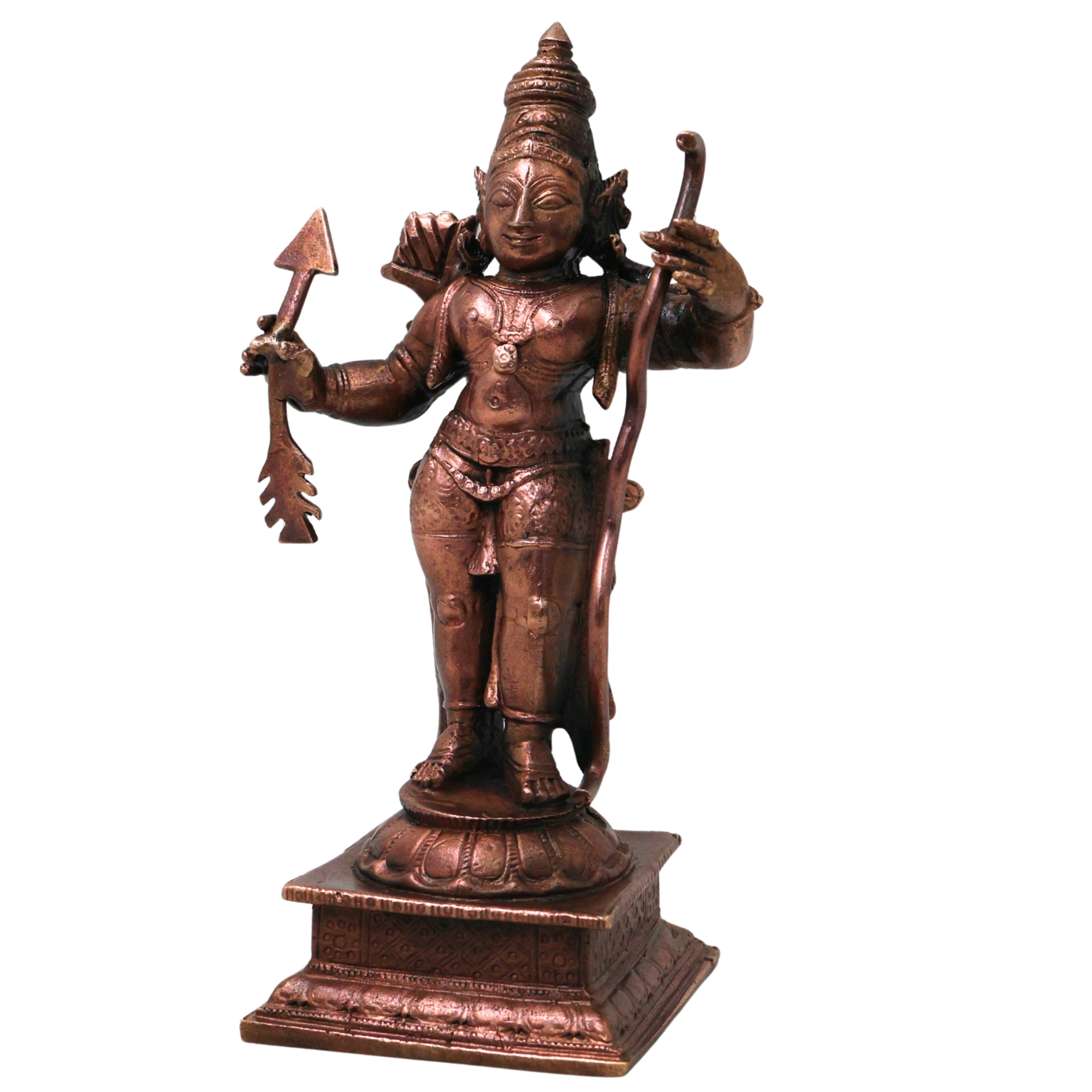 Copper Shri Ram Idol for Pooja, Ayodhya Rama Murti, Handmade Srirama Statue for Home Temple Decor, Brown, 4.5 Inch, 1 Piece