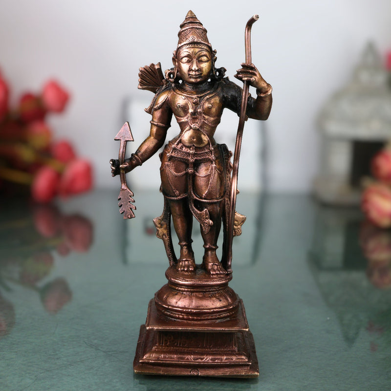 Copper Shri Ram Idol for Pooja, Ayodhya Rama Murti, Kodanda Rama Vigraha, Ram Darbar Decor, Brown, 6 Inch, 1 Piece