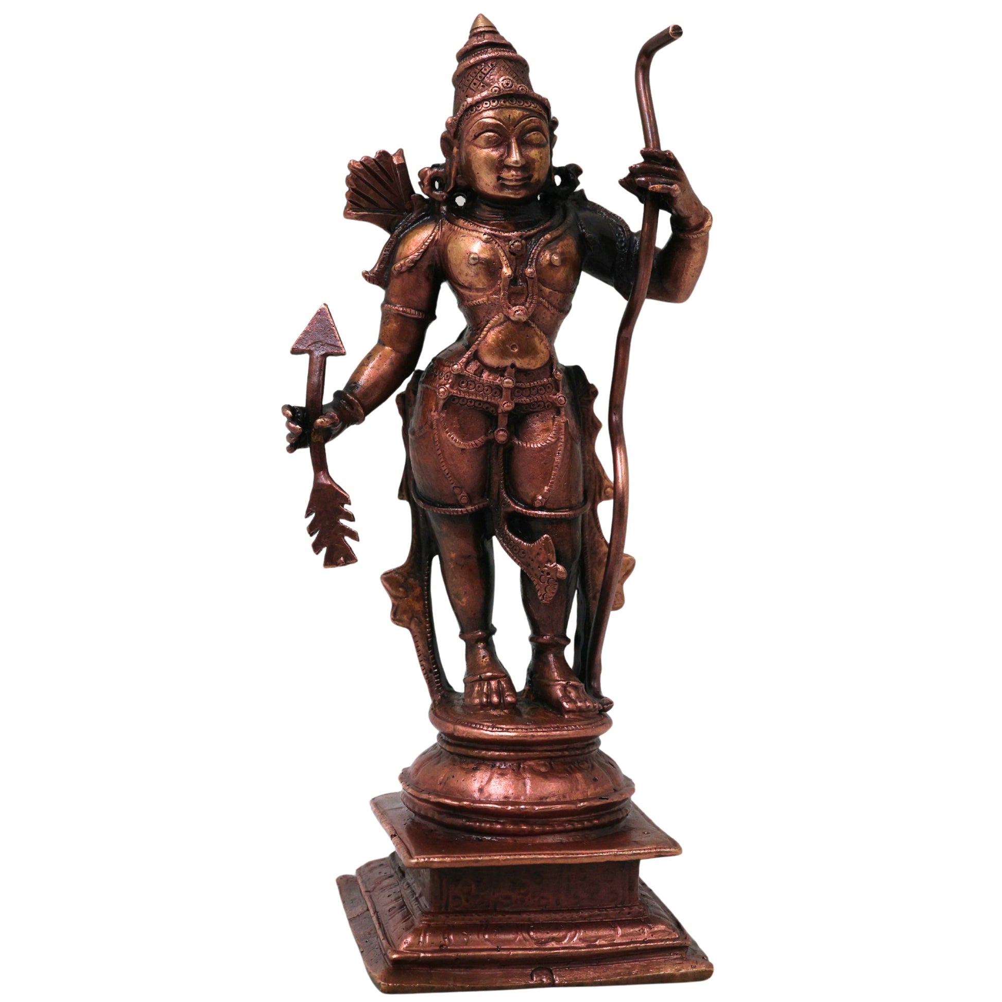 Copper Shri Ram Idol for Pooja, Ayodhya Rama Murti, Kodanda Rama Vigraha, Ram Darbar Decor, Brown, 6 Inch, 1 Piece