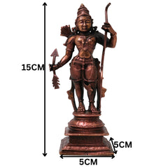 Copper Shri Ram Idol for Pooja, Ayodhya Rama Murti, Kodanda Rama Vigraha, Ram Darbar Decor, Brown, 6 Inch, 1 Piece
