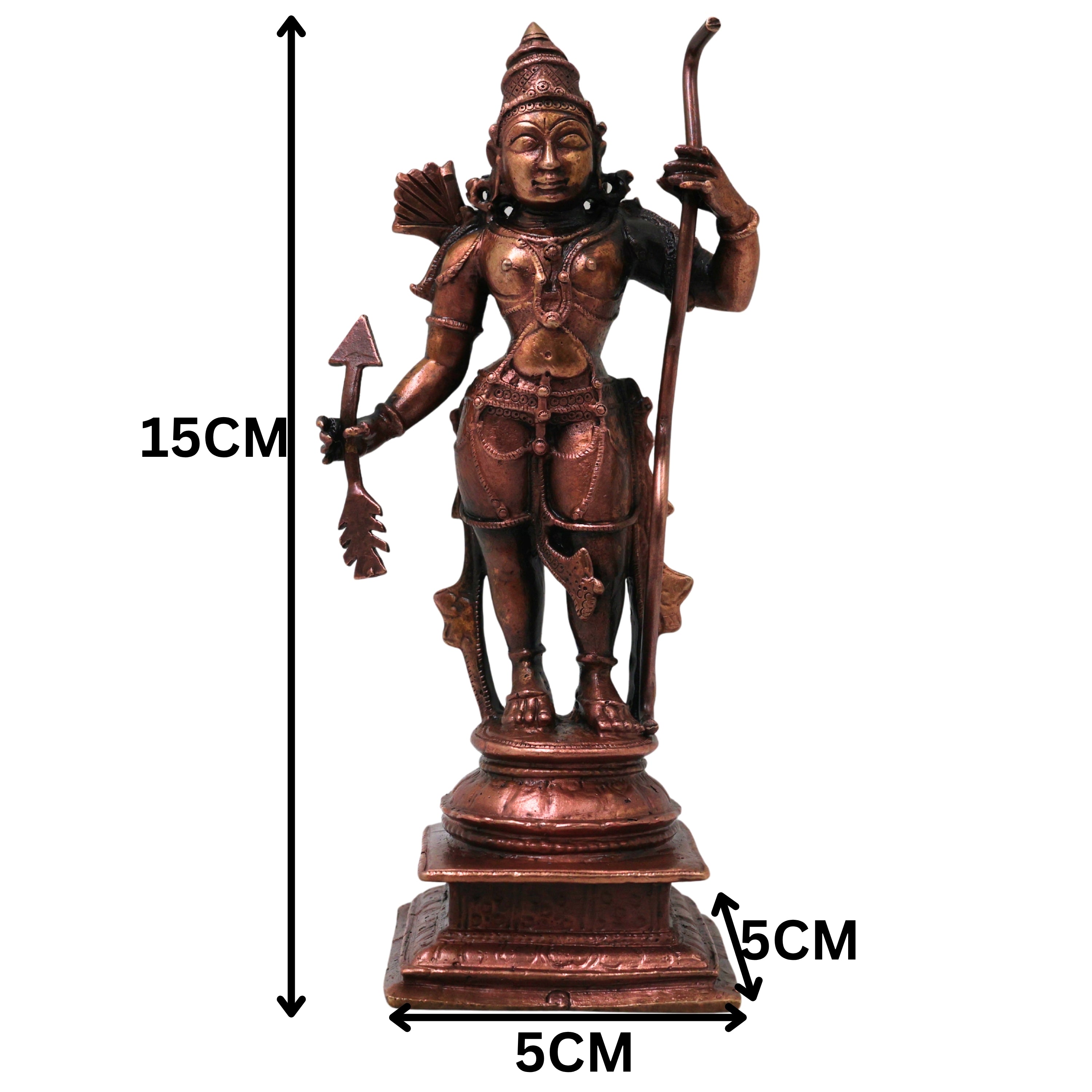 Copper Shri Ram Idol for Pooja, Ayodhya Rama Murti, Kodanda Rama Vigraha, Ram Darbar Decor, Brown, 6 Inch, 1 Piece