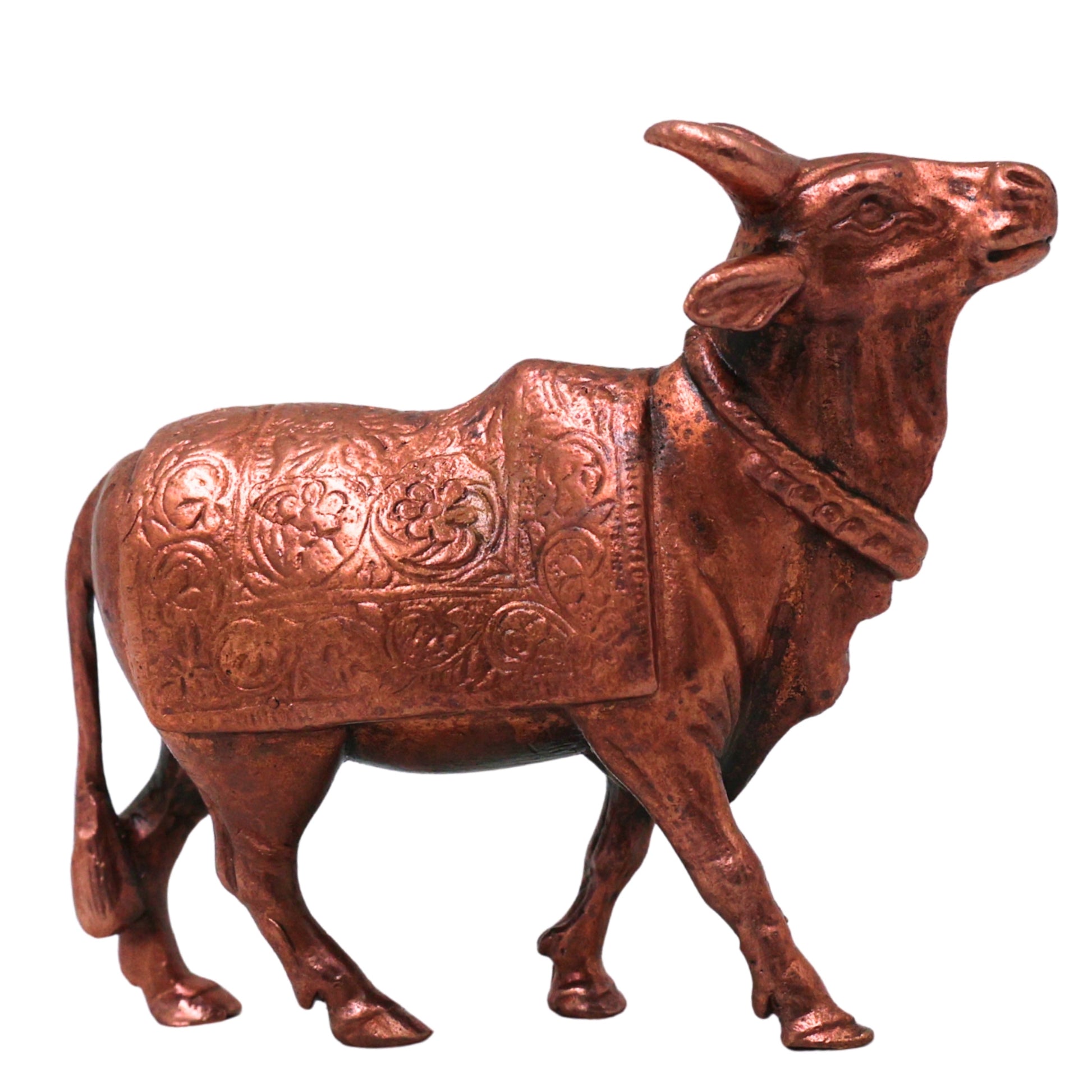 Handcrafted Copper Nandi Idol for Pooja, Vastu, Mandir Décor &amp; Spiritual Gifting, Brown, 3 Inch, 1 Piece