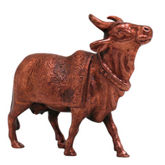 Handcrafted Copper Nandi Idol for Pooja, Vastu, Mandir Décor &amp; Spiritual Gifting, Brown, 3 Inch, 1 Piece