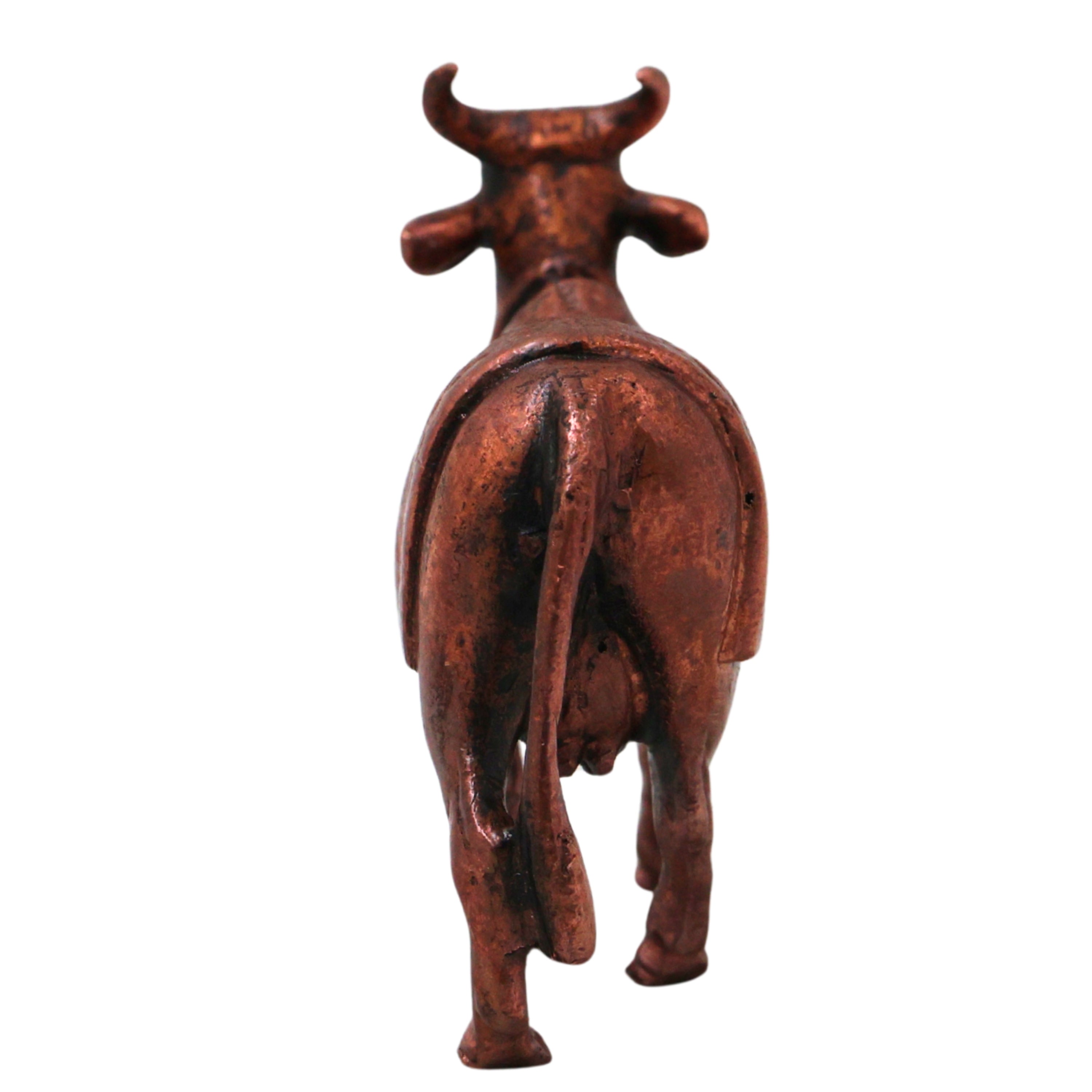 Handcrafted Copper Nandi Idol for Pooja, Vastu, Mandir Décor &amp; Spiritual Gifting, Brown, 3 Inch, 1 Piece