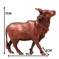 Handcrafted Copper Nandi Idol for Pooja, Vastu, Mandir Décor &amp; Spiritual Gifting, Brown, 3 Inch, 1 Piece