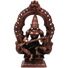 Handcrafted Copper Saraswati Idol Murti Statue for Pooja, Study, Temple Decor &amp; Spiritual Gift, Brown, 5.5 Inch, 1 Piece