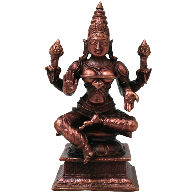 Handcrafted Copper Lakshmi Idol, Mahalakshmi Murti, Traditional Shri Vigraham for Pooja, Vastu &amp; Decor, Brown, 4.5 Inch, 1 Piece