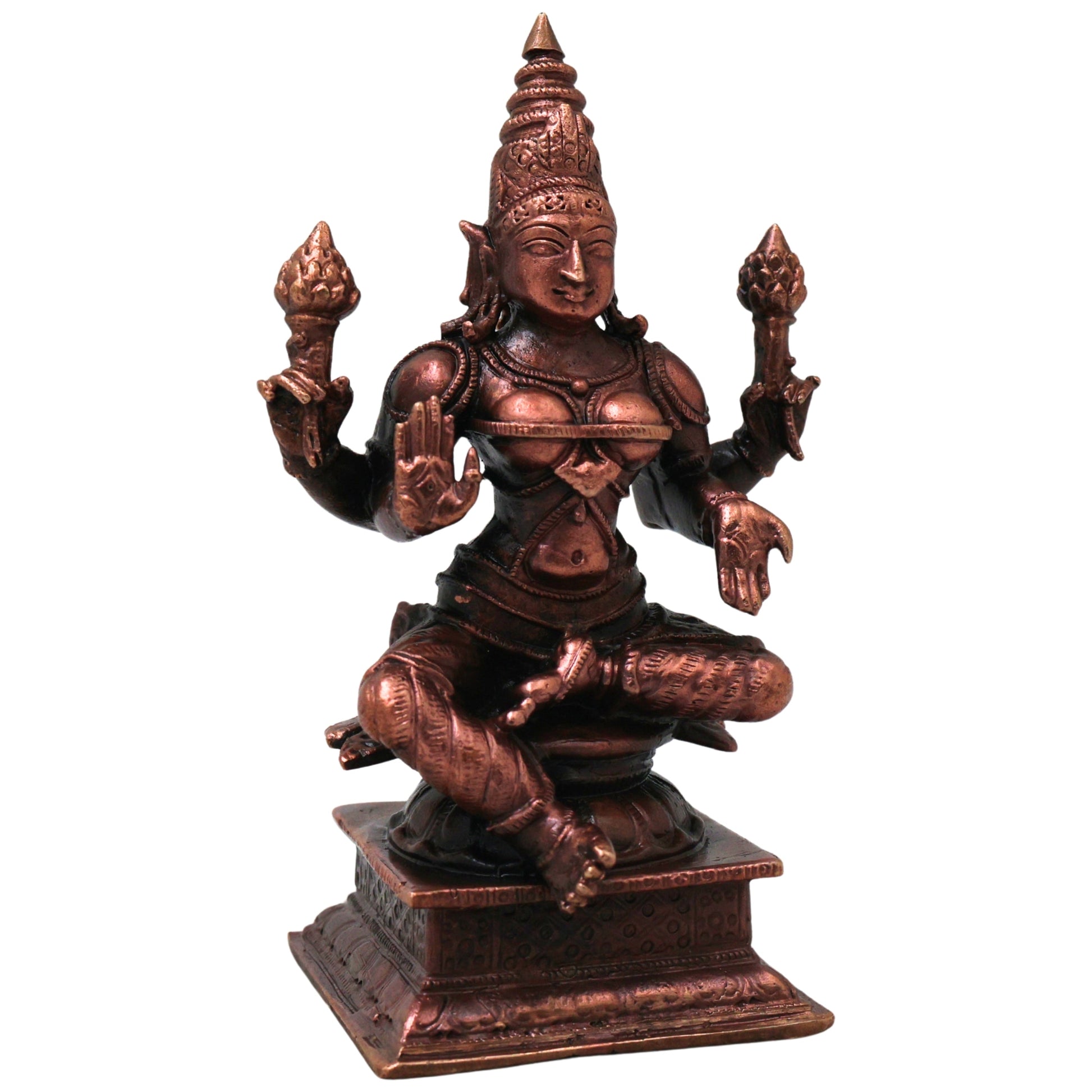 Handcrafted Copper Lakshmi Idol, Mahalakshmi Murti, Traditional Shri Vigraham for Pooja, Vastu &amp; Decor, Brown, 4.5 Inch, 1 Piece
