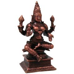 Handcrafted Copper Lakshmi Idol, Mahalakshmi Murti, Traditional Shri Vigraham for Pooja, Vastu &amp; Decor, Brown, 4.5 Inch, 1 Piece
