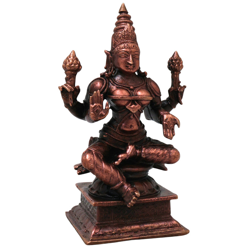 Handcrafted Copper Lakshmi Idol, Mahalakshmi Murti, Traditional Shri Vigraham for Pooja, Vastu &amp; Decor, Brown, 4.5 Inch, 1 Piece