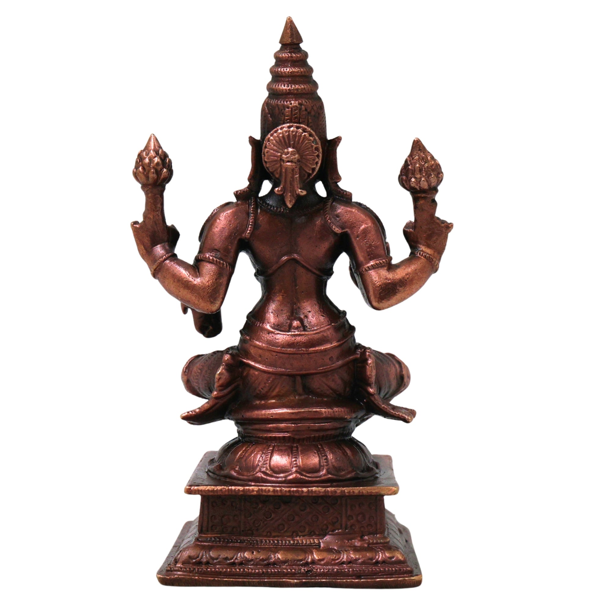 Handcrafted Copper Lakshmi Idol, Mahalakshmi Murti, Traditional Shri Vigraham for Pooja, Vastu &amp; Decor, Brown, 4.5 Inch, 1 Piece