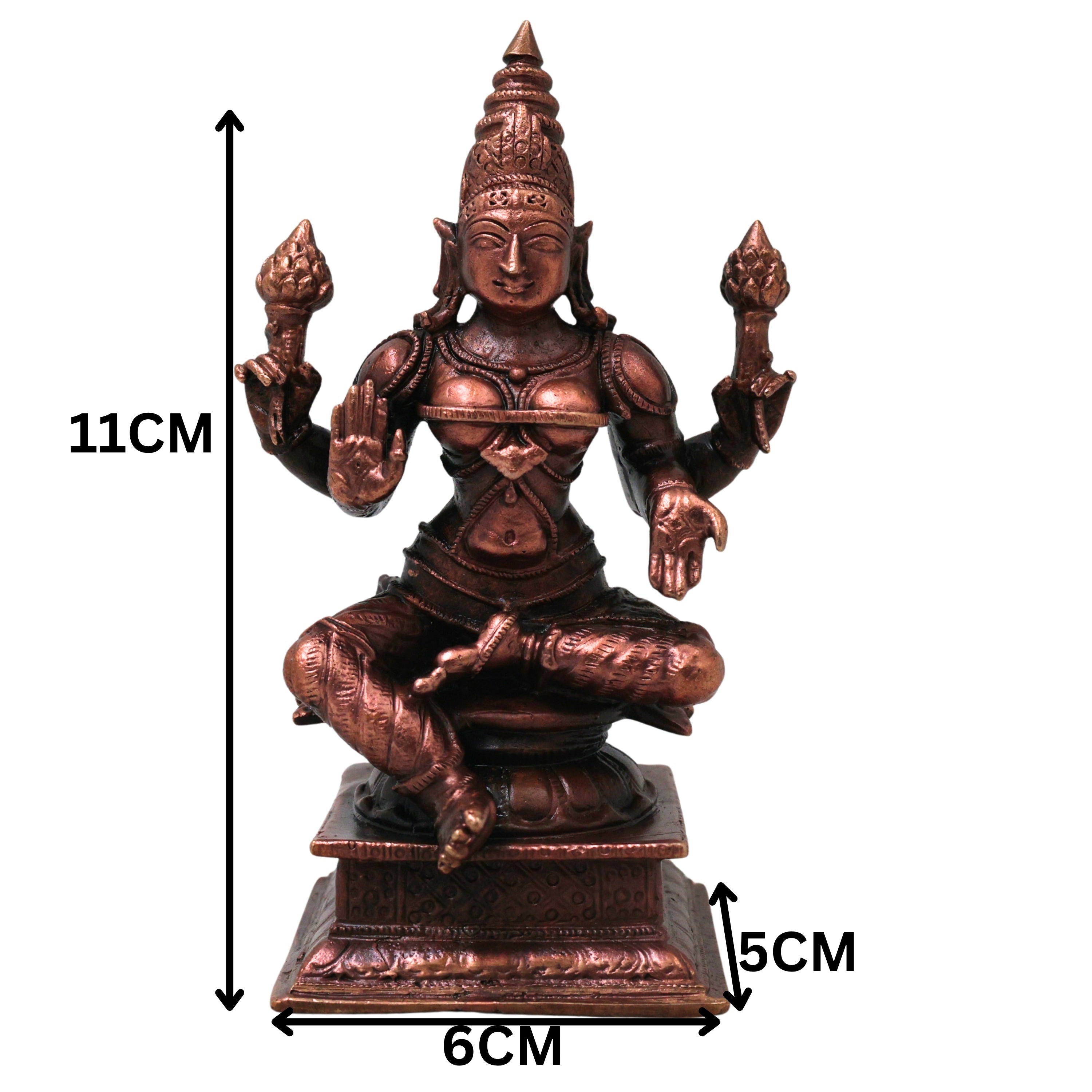 Handcrafted Copper Lakshmi Idol, Mahalakshmi Murti, Traditional Shri Vigraham for Pooja, Vastu &amp; Decor, Brown, 4.5 Inch, 1 Piece