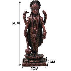 Handcrafted Copper Vishnu Idol, Narayana Perumal Balaji Murti for Pooja, Vastu, Temple &amp; Homedecor, Brown, 2.5 Inch, 1 Piece