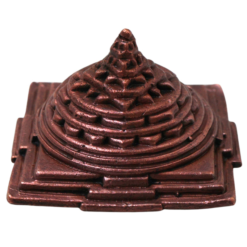 Handcrafted Copper Sree Yantra Sri Meru Shri Chakram for Vastu Pooja Meditation Wealth Prosperity Decor, Brown, 1 Inch, 1 Piece