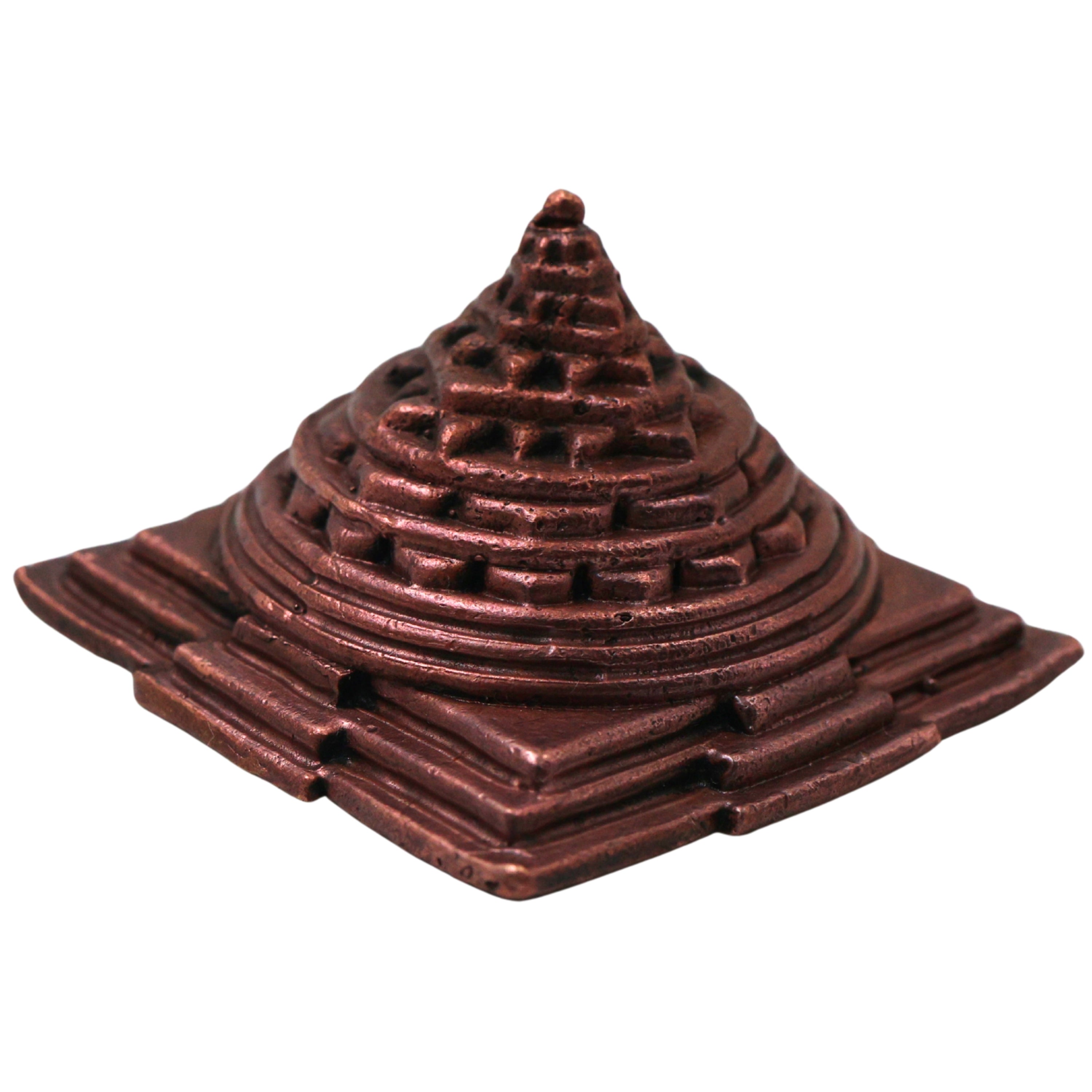 Handcrafted Copper Sree Yantra Sri Meru Shri Chakram for Vastu Pooja Meditation Wealth Prosperity Decor, Brown, 1 Inch, 1 Piece
