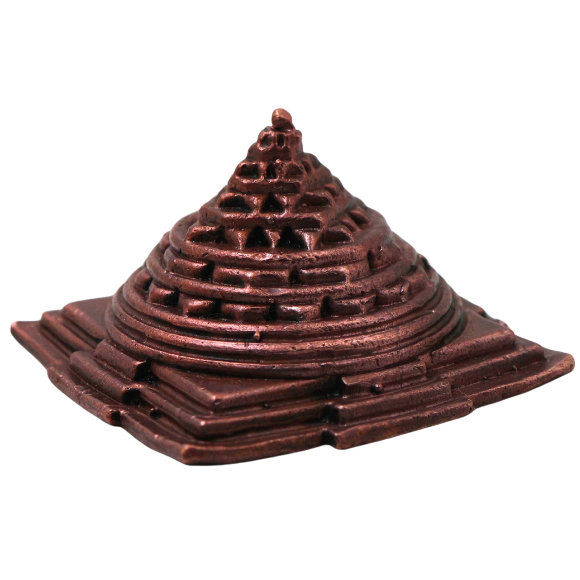Handcrafted Copper Sree Yantra Sri Meru Shri Chakram for Vastu Pooja Meditation Wealth Prosperity Decor, Brown, 1 Inch, 1 Piece