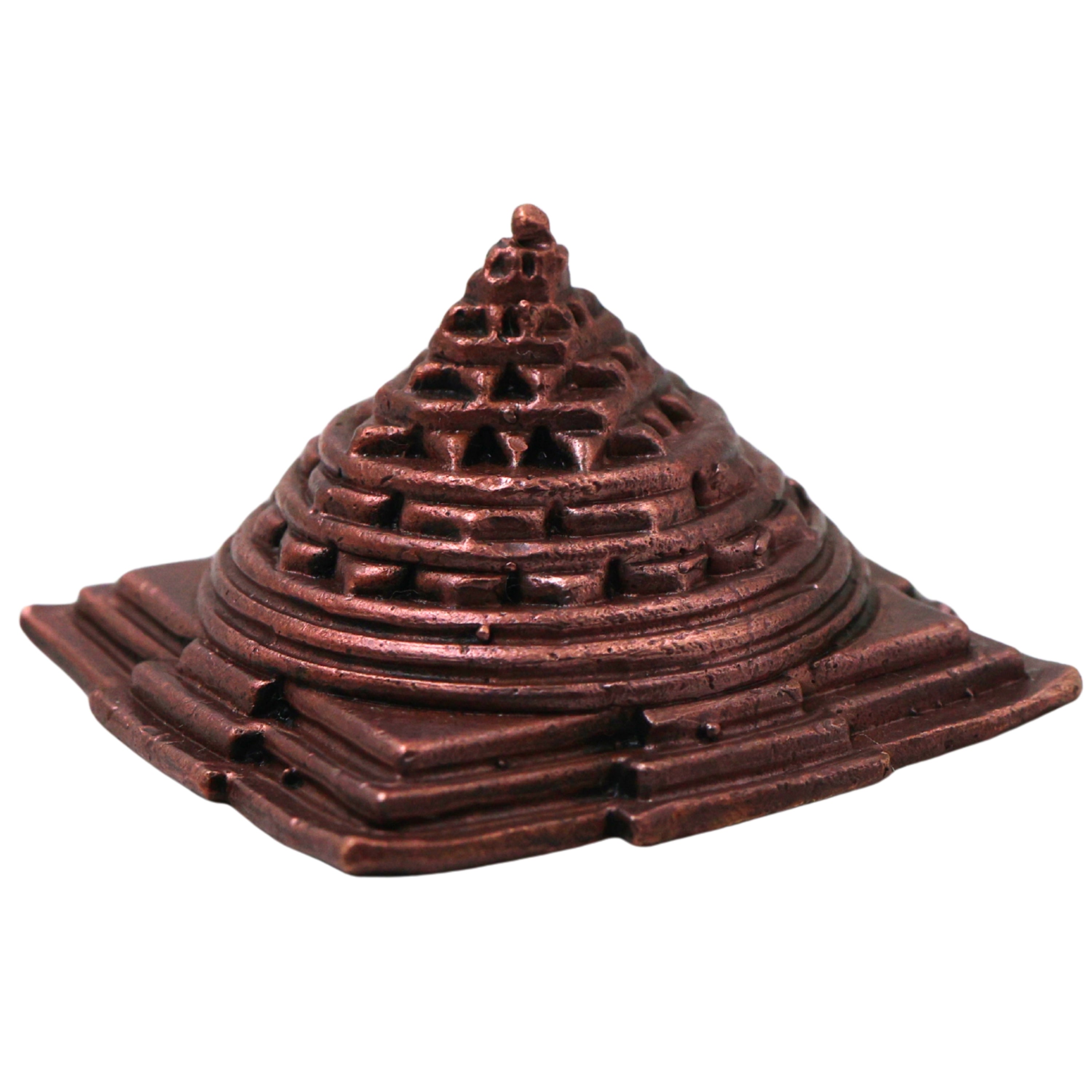 Handcrafted Copper Sree Yantra Sri Meru Shri Chakram for Vastu Pooja Meditation Wealth Prosperity Decor, Brown, 1 Inch, 1 Piece