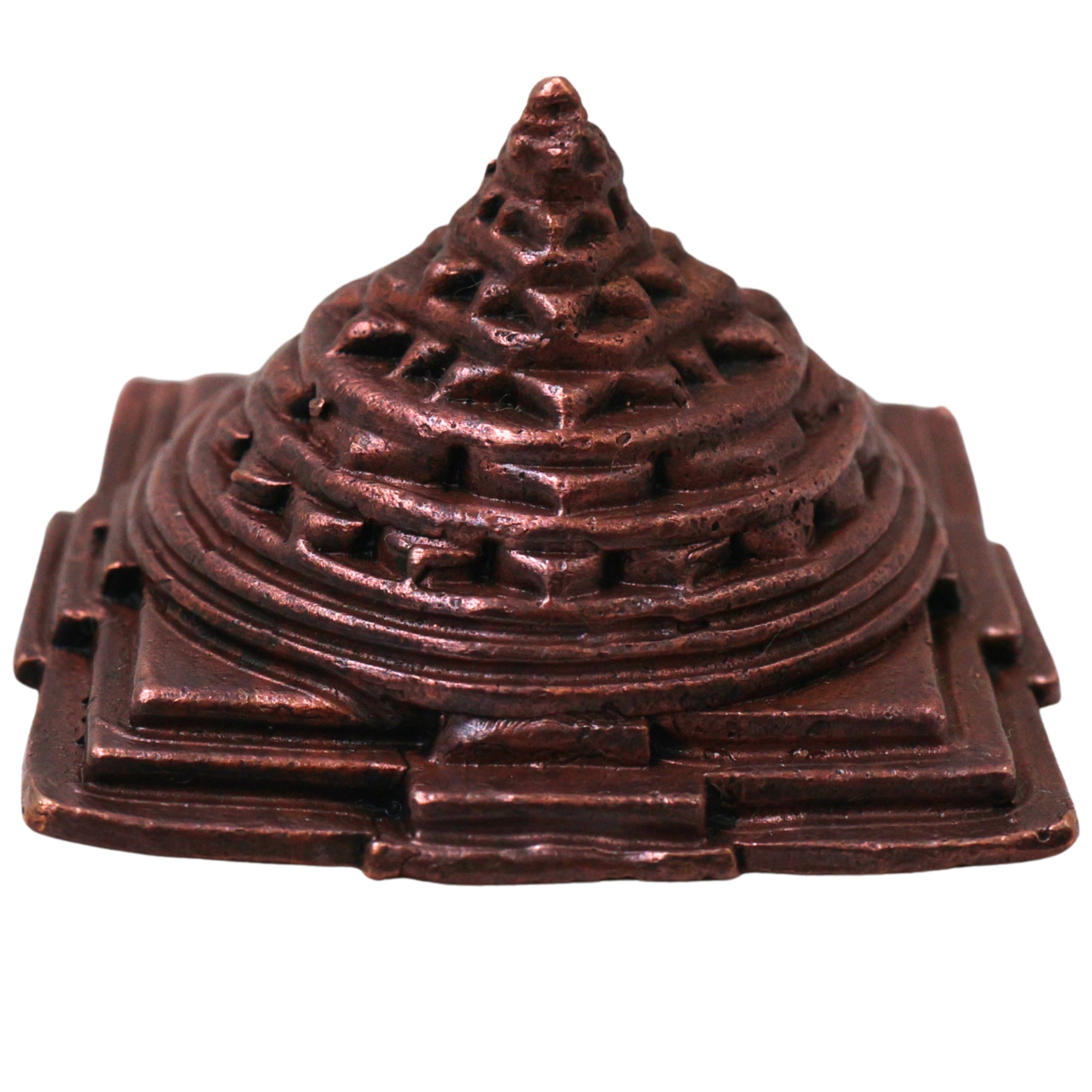 Handcrafted Copper Sree Yantra Sri Meru Shri Chakram for Vastu Pooja Meditation Wealth Prosperity Decor, Brown, 1 Inch, 1 Piece