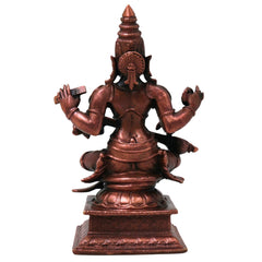 Copper Saraswati Idol Handcrafted Traditional Vagdevi Murti for Pooja Home Decor Gifting Statue, Brown, 4.5 Inch, 1 Piece