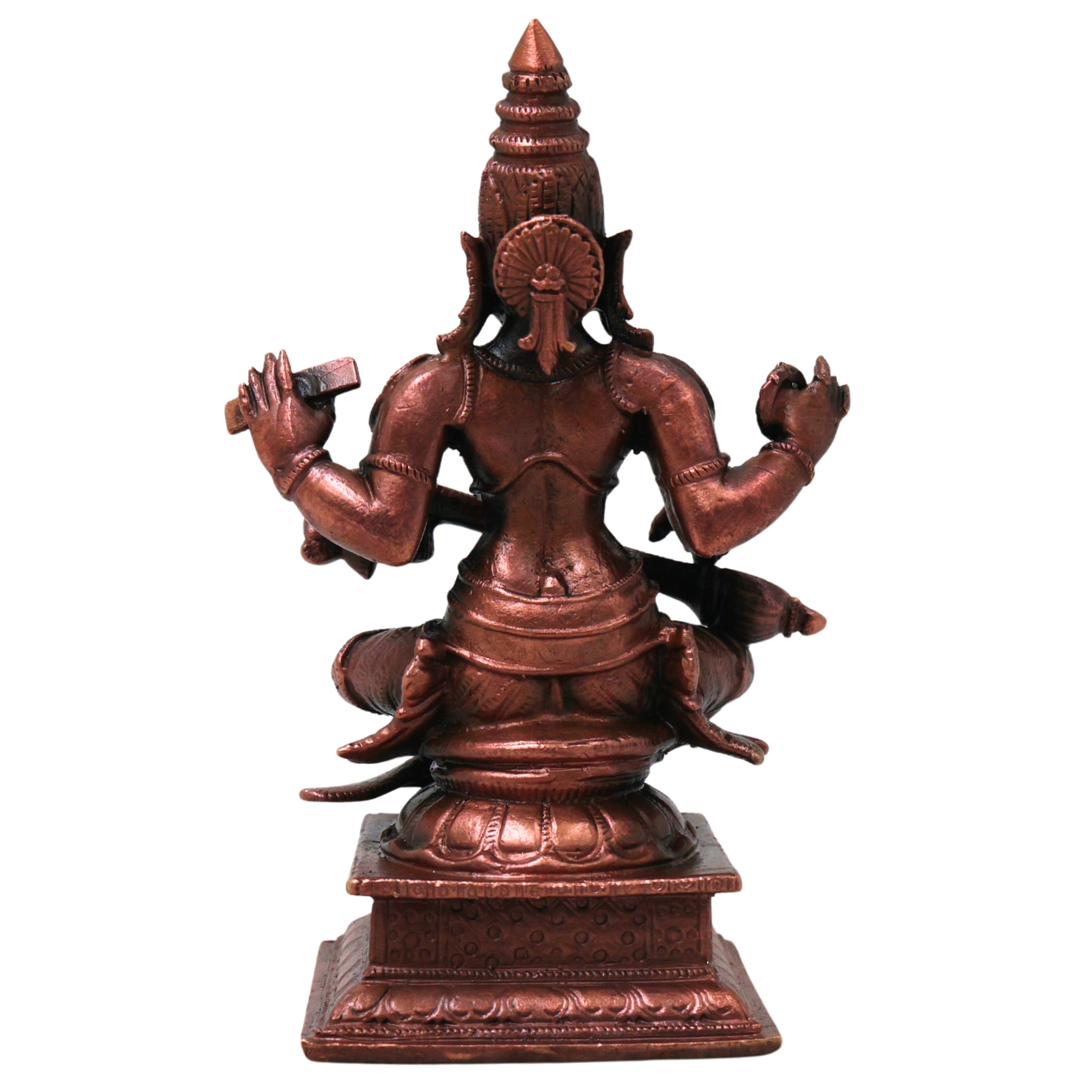 Copper Saraswati Idol Handcrafted Traditional Vagdevi Murti for Pooja Home Decor Gifting Statue, Brown, 4.5 Inch, 1 Piece