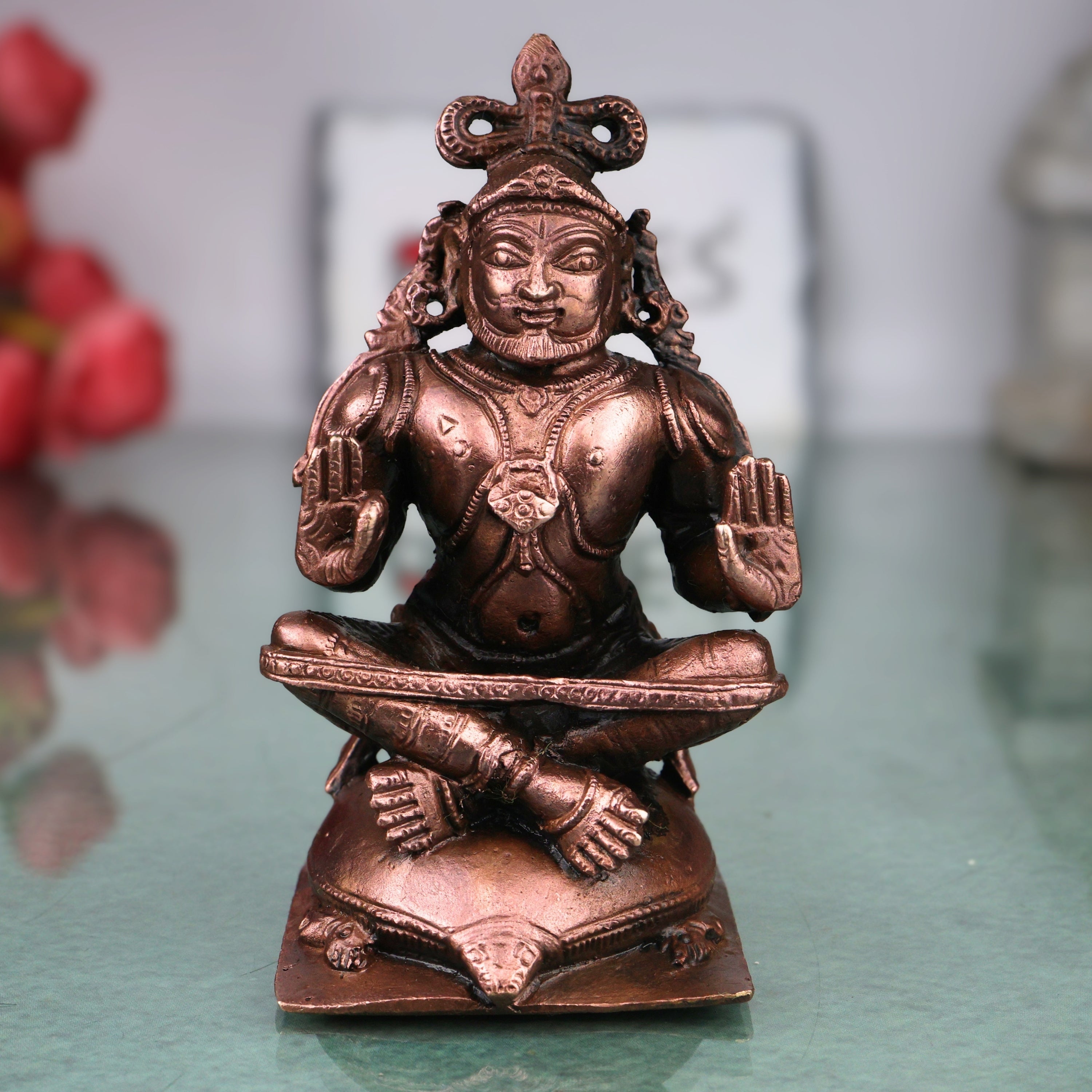Copper Agastya Maharshi Idol Handcrafted Traditional Chola Style Murti for Pooja, Decor & Gifting, Brown, 4 Inch, 1 Piece