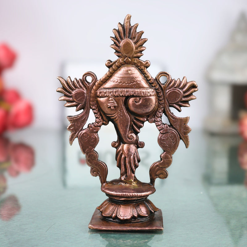 Copper Handcrafted Shankha for Vishnu Puja, Traditional Temple Decor & Spiritual Gifting, Brown, 4 Inch, 1 Piece