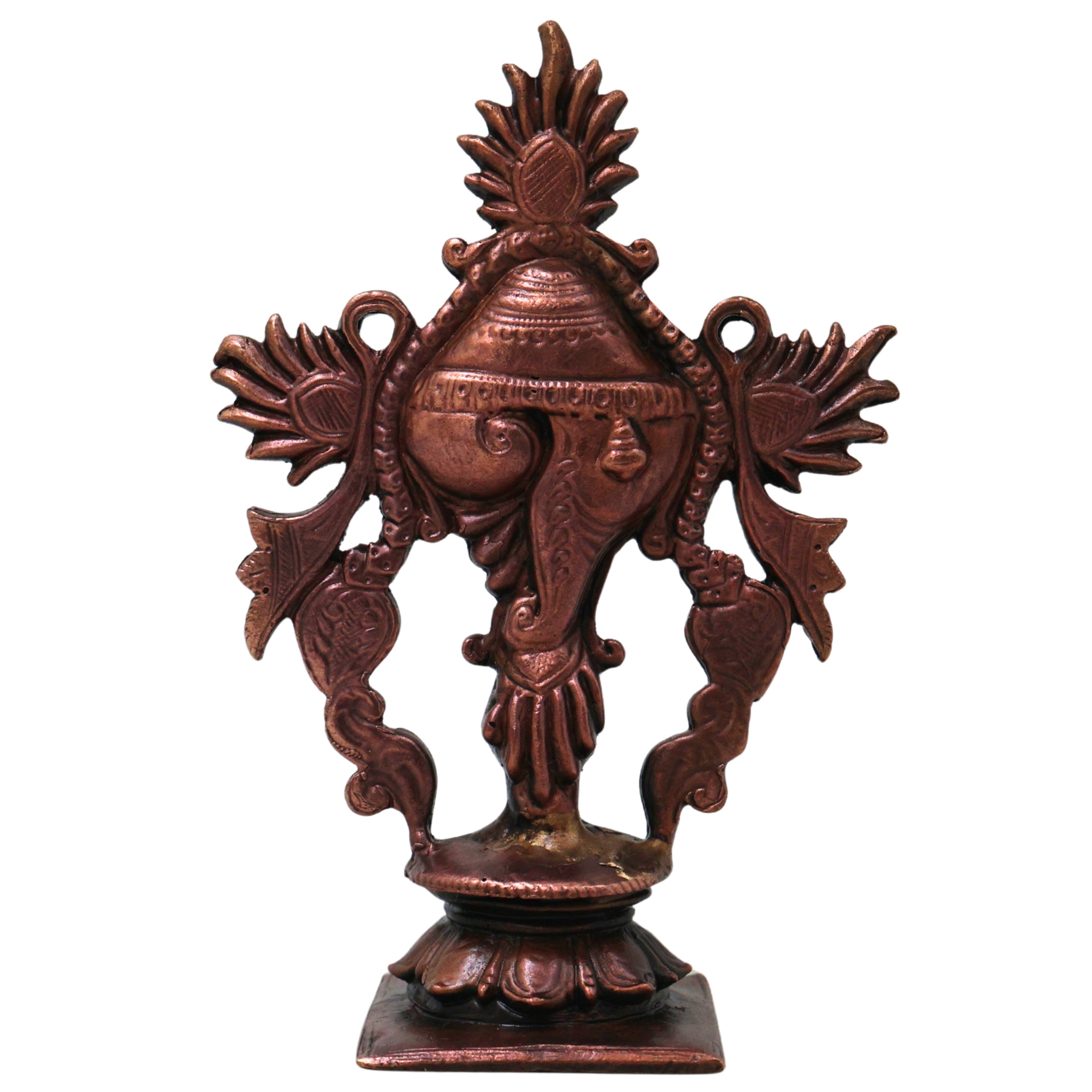 Copper Handcrafted Shankha for Vishnu Puja, Traditional Temple Decor & Spiritual Gifting, Brown, 4 Inch, 1 Piece