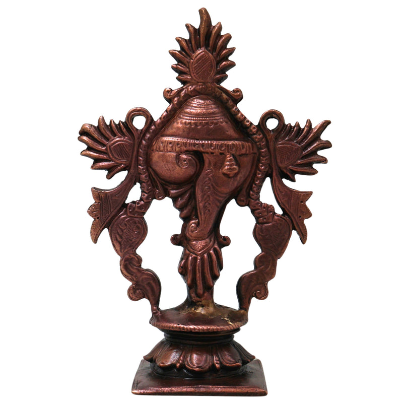 Copper Handcrafted Shankha for Vishnu Puja, Traditional Temple Decor & Spiritual Gifting, Brown, 4 Inch, 1 Piece