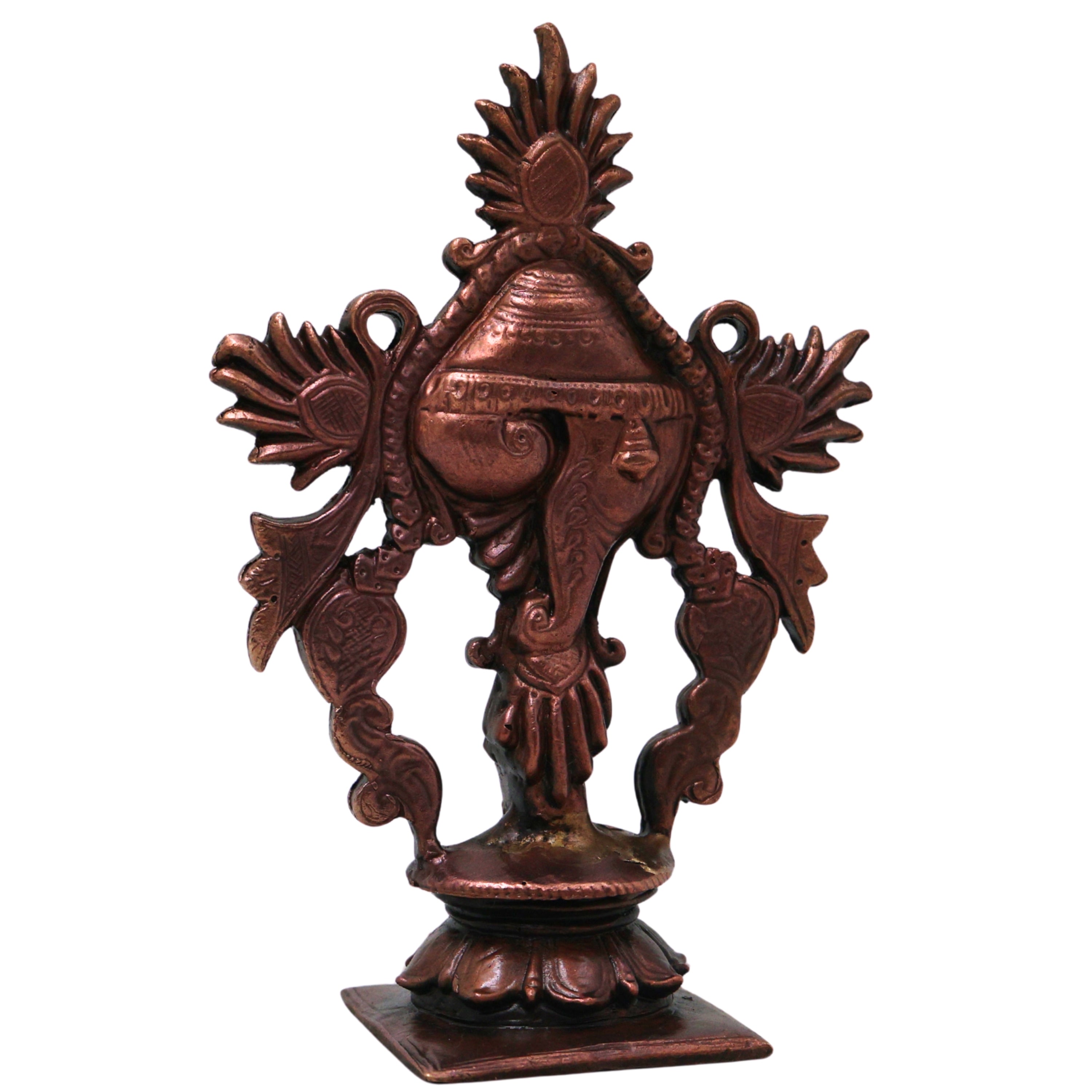 Copper Handcrafted Shankha for Vishnu Puja, Traditional Temple Decor & Spiritual Gifting, Brown, 4 Inch, 1 Piece