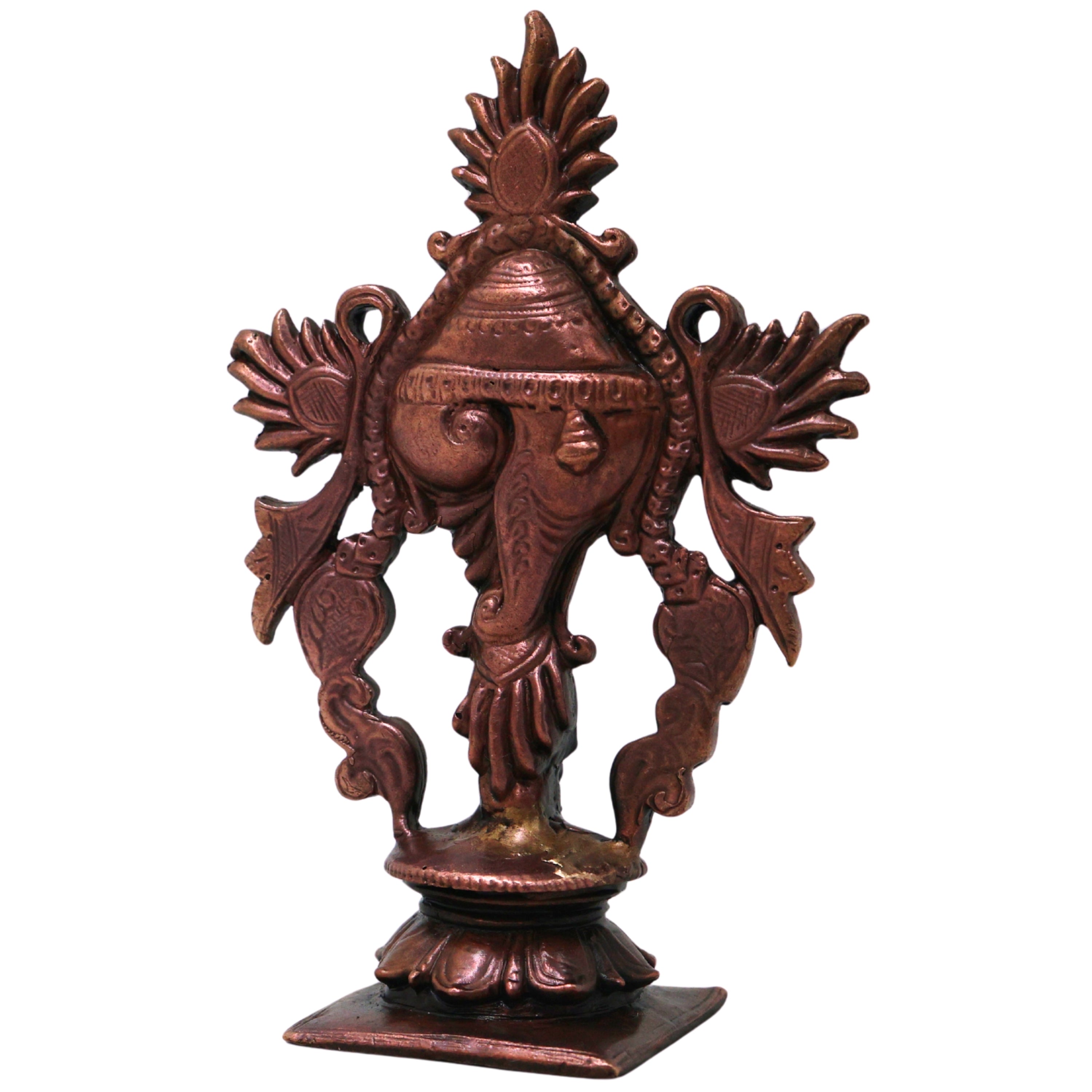 Copper Handcrafted Shankha for Vishnu Puja, Traditional Temple Decor & Spiritual Gifting, Brown, 4 Inch, 1 Piece