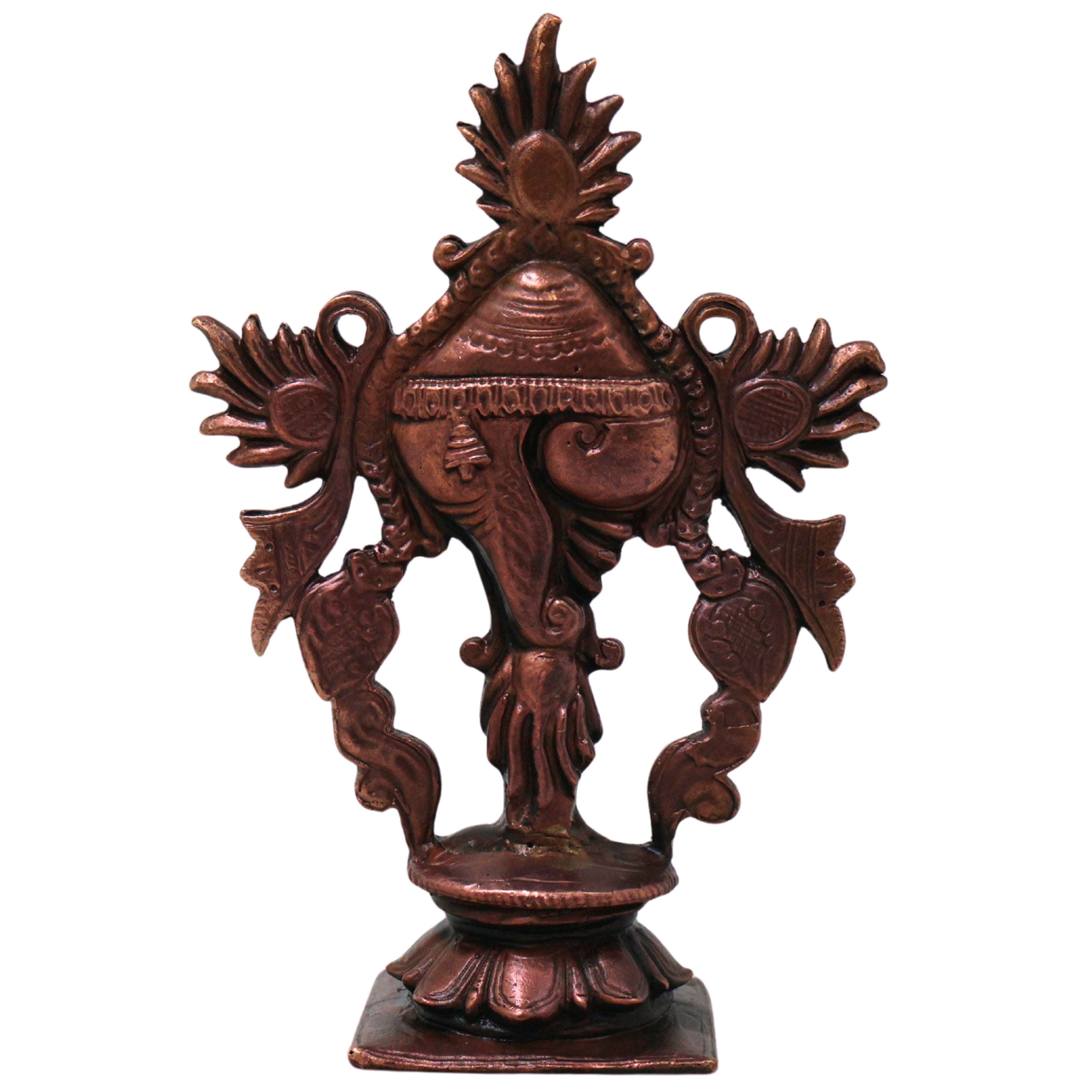 Copper Handcrafted Shankha for Vishnu Puja, Traditional Temple Decor & Spiritual Gifting, Brown, 4 Inch, 1 Piece