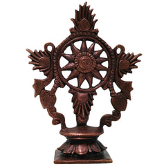 Copper Handcrafted Sudarshan Chakra Wall Decor for Pooja, Vishnu Mandir, Vastu & Spiritual Gifting, Brown, 4 Inch, 1 Piece