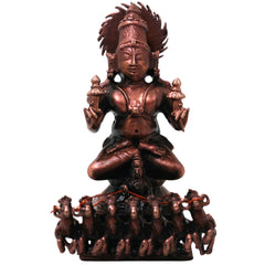 Copper Surya Narayan Idol Handmade Traditional Sun God Murti for Pooja Home Décor & Spiritual Gifting, Brown, 3.5 Inch, 1 Piece