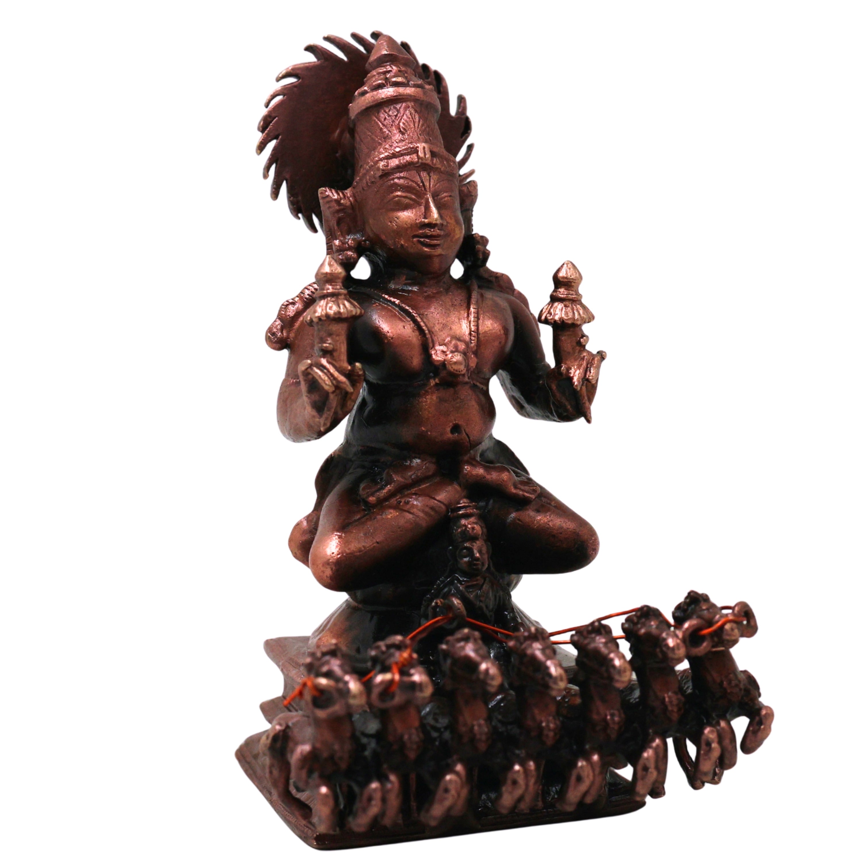 Copper Surya Narayan Idol Handmade Traditional Sun God Murti for Pooja Home Décor & Spiritual Gifting, Brown, 3.5 Inch, 1 Piece