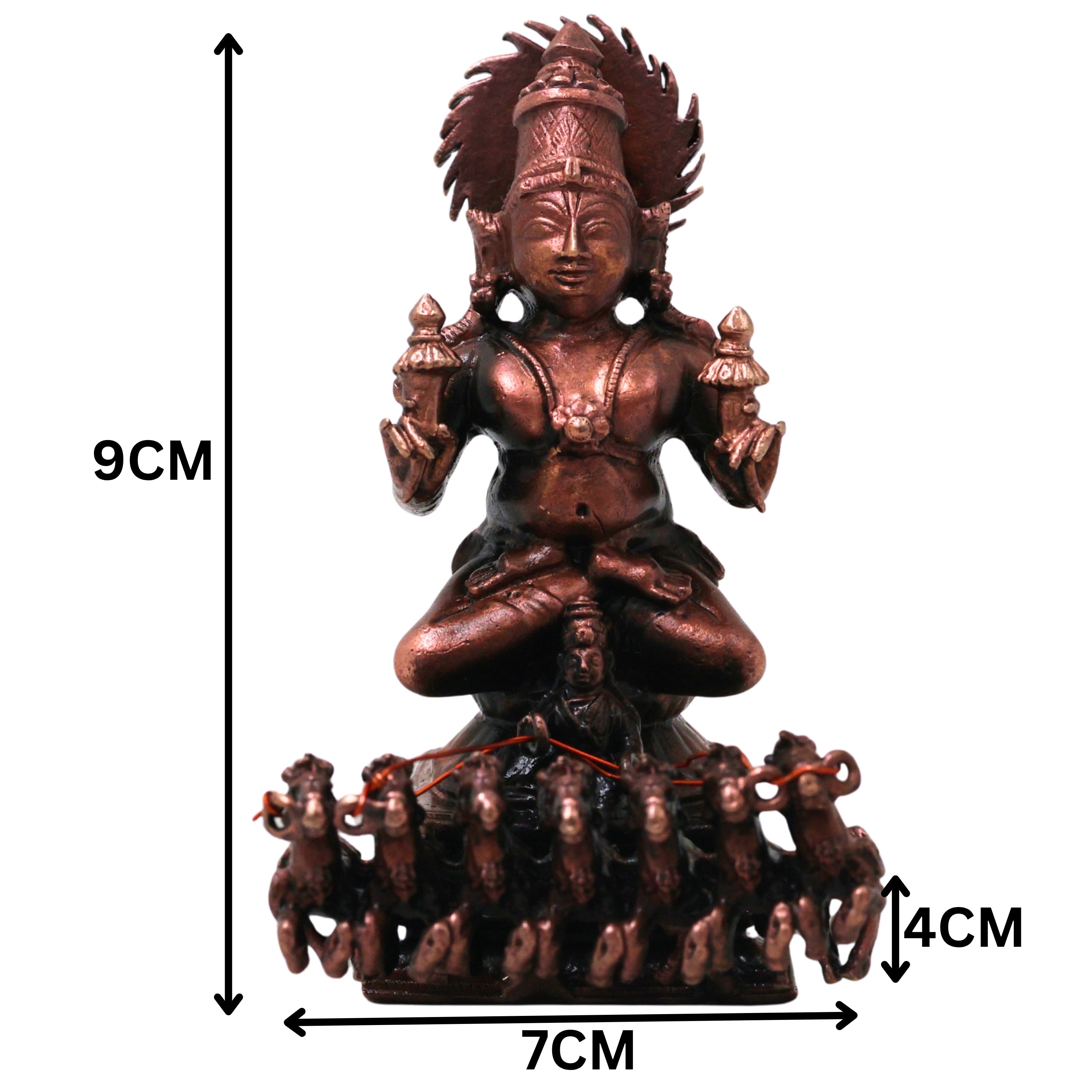 Copper Surya Narayan Idol Handmade Traditional Sun God Murti for Pooja Home Décor & Spiritual Gifting, Brown, 3.5 Inch, 1 Piece