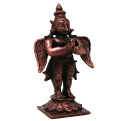 Copper Garuda Dev Idol Handcrafted Traditional Vishnu Vahana Murti for Pooja Home Décor Gifting, Brown, 3 Inch, 1 Piece